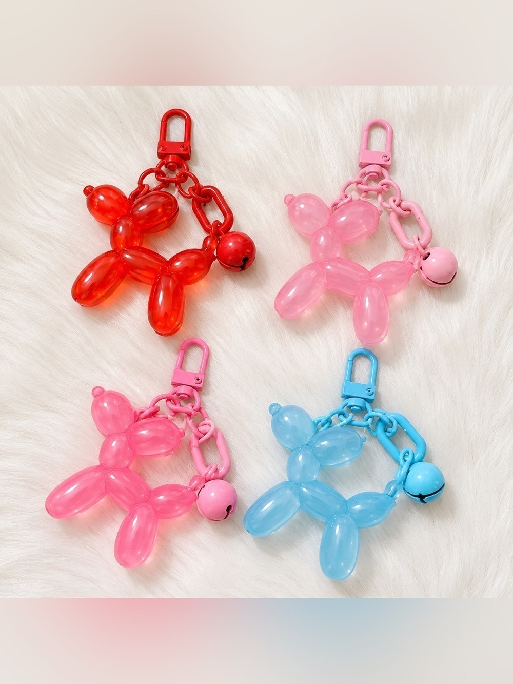 Balloon Dog Keychain Set of 4 | Pink & Blue Jelly Bag Charms Y2K Kawaii Coquette